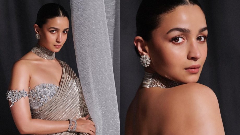 Navratri Day 7 (Oct 17) Grey Saree: Alia Bhatt, Janhvi Kapoor, Trisha Krishnan, Kajol and Priyanka Chopra Serve Elegant Ethnic Looks 1