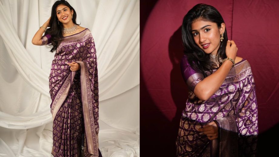 Navratri Day 8 (Oct 18,2026) Janhvi Kapoor, Suhana Khan, Mrunal Thakur & Riya Shibu Serve Stunning Purple Saree Looks 1