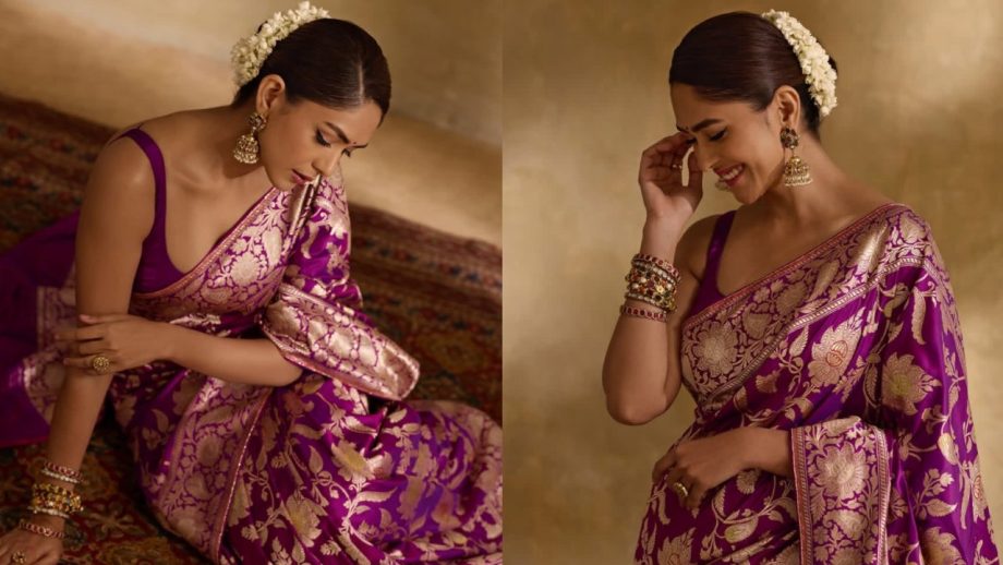Navratri Day 8 (Oct 18,2026) Janhvi Kapoor, Suhana Khan, Mrunal Thakur & Riya Shibu Serve Stunning Purple Saree Looks 1