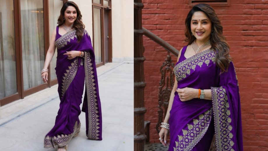 Navratri Day 8 (October 18) Purple Saree: Alia Bhatt, Madhuri Dixit, Ananya Panday And Others Serve Stunning Ethnic Looks 1
