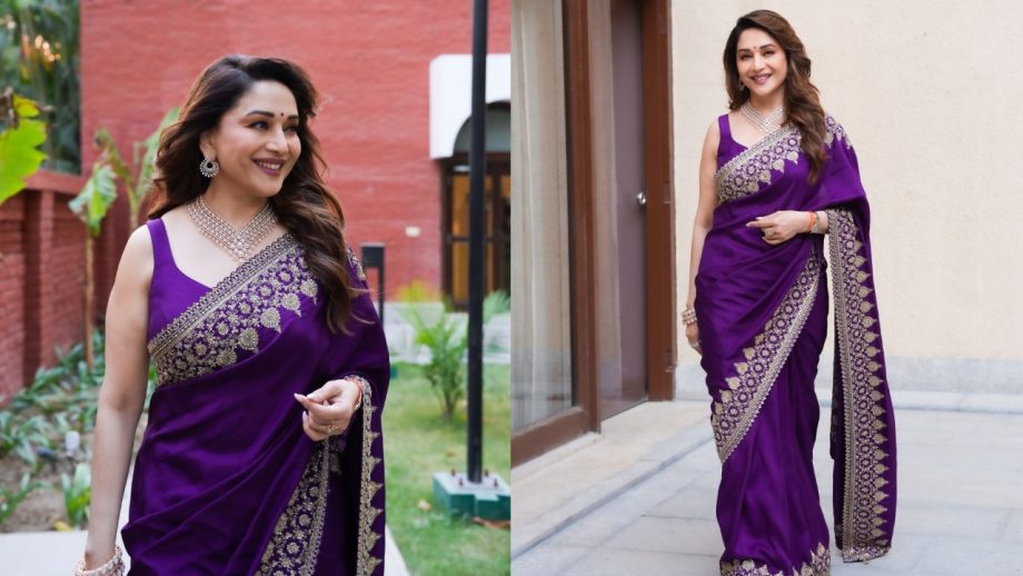 Navratri Day 8 (October 18) Purple Saree: Alia Bhatt, Madhuri Dixit, Ananya Panday And Others Serve Stunning Ethnic Looks 1