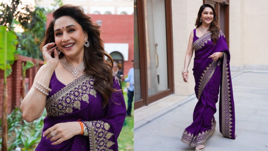 Navratri Day 8 (October 18) Purple Saree: Alia Bhatt, Madhuri Dixit, Ananya Panday And Others Serve Stunning Ethnic Looks 1