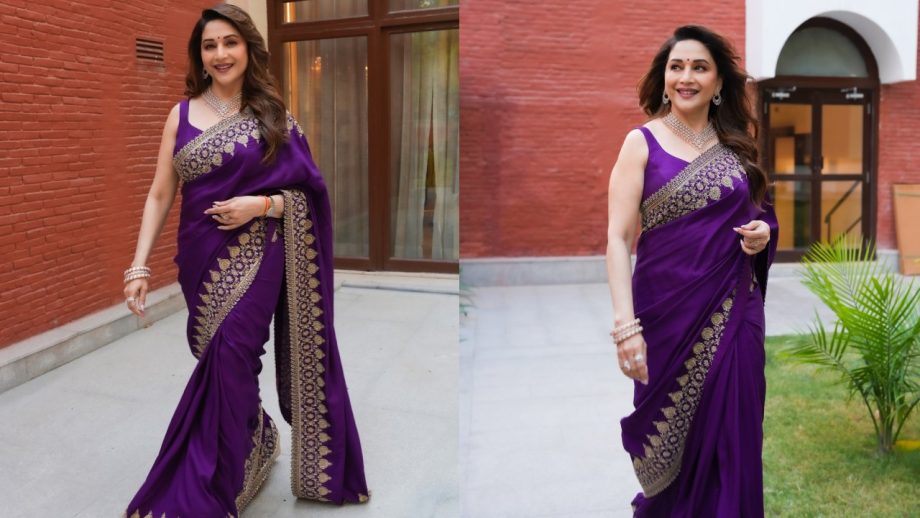 Navratri Day 8 (October 18) Purple Saree: Alia Bhatt, Madhuri Dixit, Ananya Panday And Others Serve Stunning Ethnic Looks 1