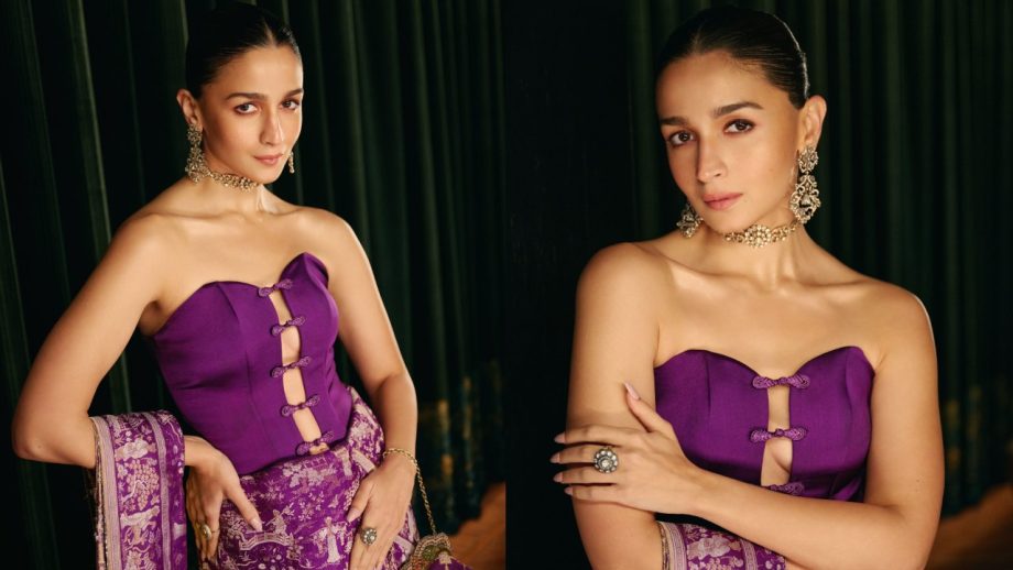 Navratri Day 8 (October 18) Purple Saree: Alia Bhatt, Madhuri Dixit, Ananya Panday And Others Serve Stunning Ethnic Looks 1
