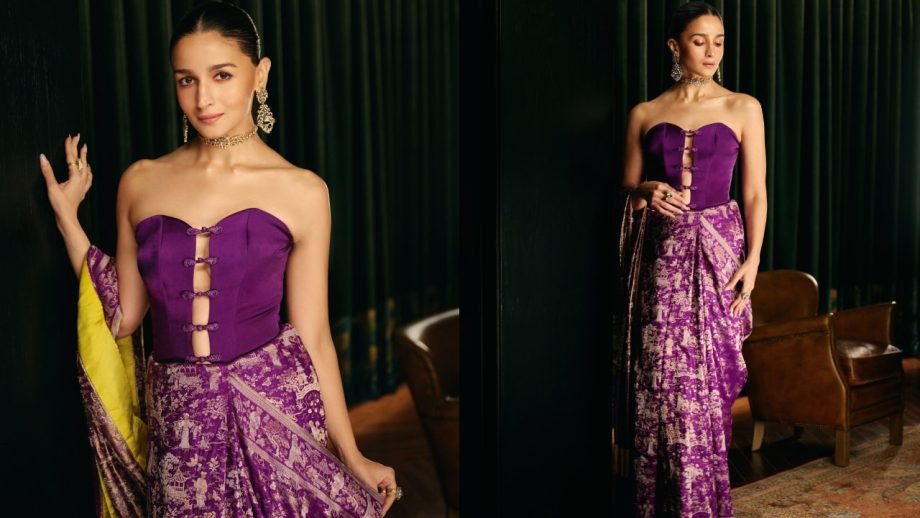 Navratri Day 8 (October 18) Purple Saree: Alia Bhatt, Madhuri Dixit, Ananya Panday And Others Serve Stunning Ethnic Looks 1
