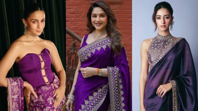 Navratri Day 8 (October 18) Purple Saree: Alia Bhatt, Madhuri Dixit, Ananya Panday And Others Serve Stunning Ethnic Looks