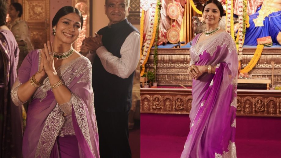 Navratri Day 8 (October 18) Purple Saree: Alia Bhatt, Madhuri Dixit, Ananya Panday And Others Serve Stunning Ethnic Looks 1