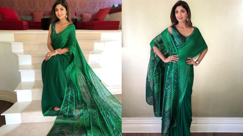 Navratri Day 9 (19 Oct, 2026) Shilpa Shetty, Madhuri Dixit, Janhvi Kapoor & Ankita Lokhande Inspire With Peacock Green Ethnic Looks 1