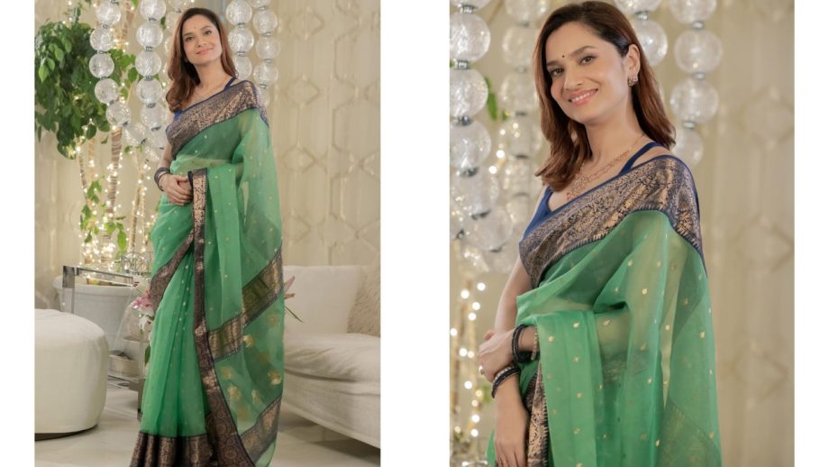 Navratri Day 9 (19 Oct, 2026) Shilpa Shetty, Madhuri Dixit, Janhvi Kapoor & Ankita Lokhande Inspire With Peacock Green Ethnic Looks 1