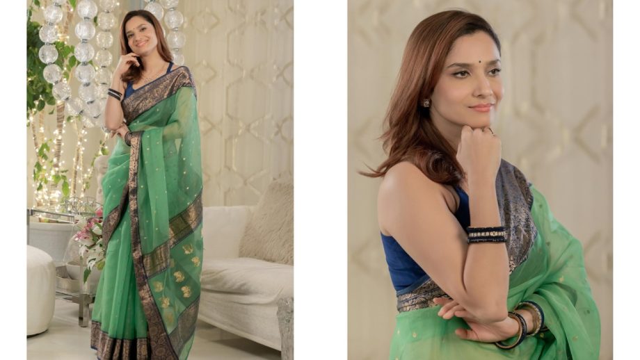 Navratri Day 9 (19 Oct, 2026) Shilpa Shetty, Madhuri Dixit, Janhvi Kapoor & Ankita Lokhande Inspire With Peacock Green Ethnic Looks 1