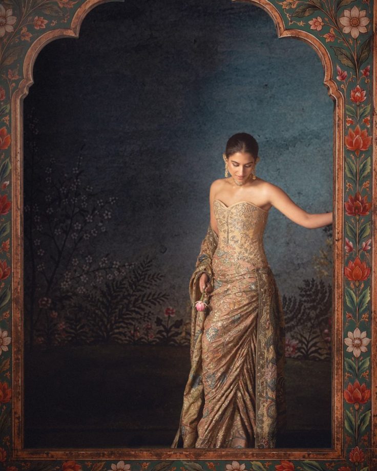 Radhika Merchant Steals The Show In A Hand Painted Antique Gold Attire—Sneak Peek 1