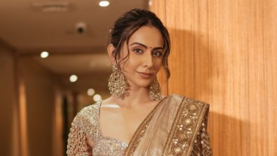 Rakul Preet Singh’s Golden Saree: Mirror-Work Blouse Steals The Spotlight
