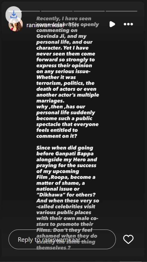 Rani Swarnkaar Breaks Silence Amid Govinda Link-Up Buzz, Says ‘We Announced Our Film Roopa, Not A Romantic Affair’ 1