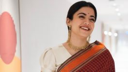 Rashmika Mandanna Revives Old-World Charm In A Rich Wine Kanchipuram Silk Saree And Puff-Sleeve Blouse