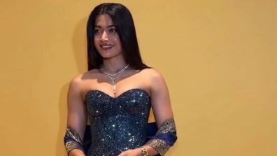Rashmika Mandanna’s Swarovski Diwali Look: A Dazzling Blue Crystal Corset And Banarasi Drape