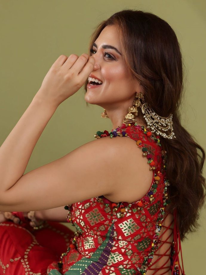Ridhi Dogra’s Navratri Vibes In Red Patola Silk With Worked Sharara Set 1