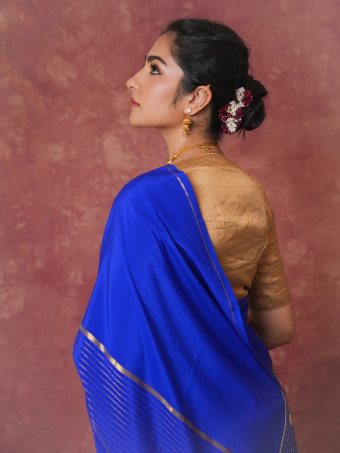 Rukmini Vasanth Looks Regal In Royal Blue Mysore Silk Saree For Mysuru Dasara Celebrations 1