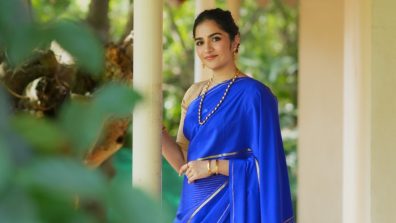 Rukmini Vasanth Looks Regal In Royal Blue Mysore Silk Saree For Mysuru Dasara Celebrations