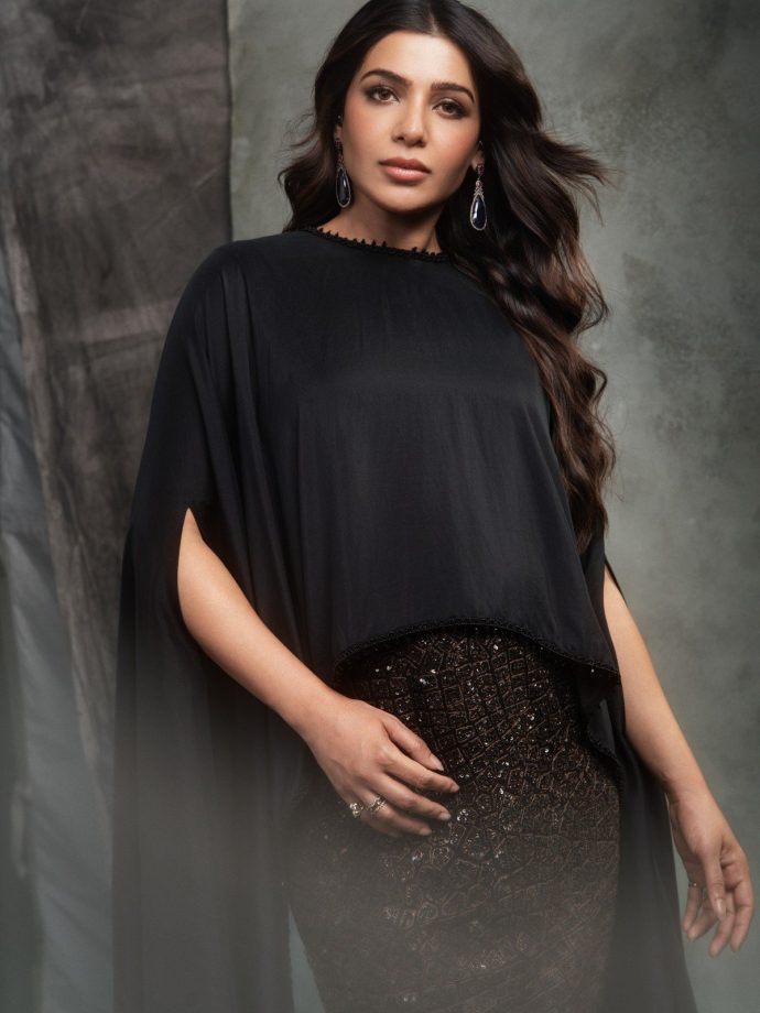 Samantha Ruth Prabhu Turns Heads in a Dramatic Black Top and Shimmery Skirt 1
