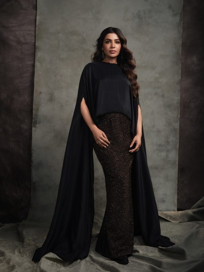Samantha Ruth Prabhu Turns Heads in a Dramatic Black Top and Shimmery Skirt 1