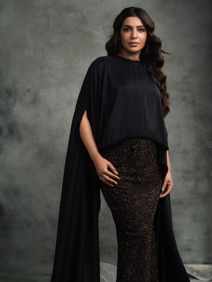 Samantha Ruth Prabhu Turns Heads in a Dramatic Black Top and Shimmery Skirt 1