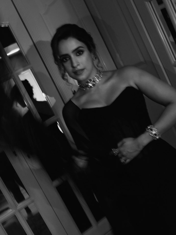 Sanya Malhotra Makes A Bold Statement In A Black Off-Shoulder Fit 1