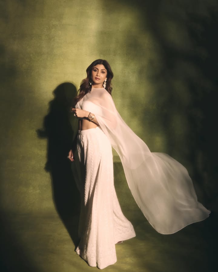 Shilpa Shetty Elevates All-White Look With a Chic Sheer Layer 1