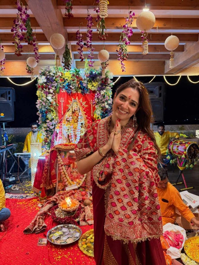 Tamannaah Bhatia's Unseen Spiritual Side: Actress Immerses Herself In Mata Ki Chowki On Navratri Day 1 1