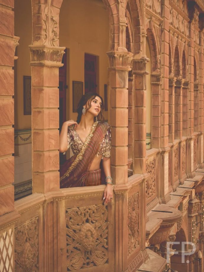 Tara Sutaria Looks Hot In Heavy Embroidered Saree Look From Bikaner 1